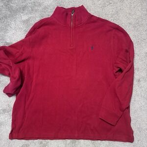Polo Ralph Lauren Men's XXL Quart Zip Red Pullover Sweater 100% Cotton